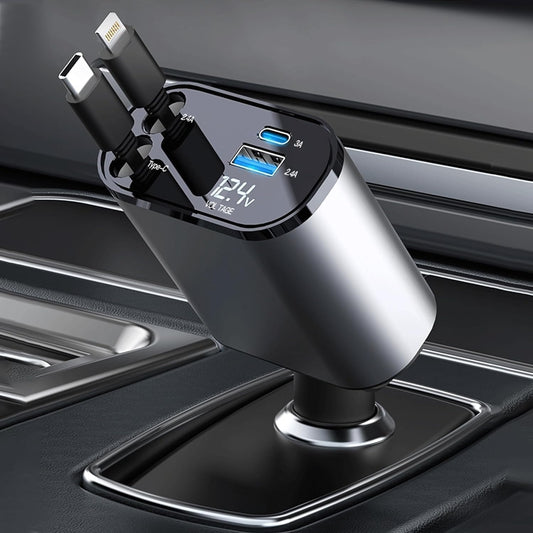 Super Fast 4 in 1 Car Charger 120W Fast Charging