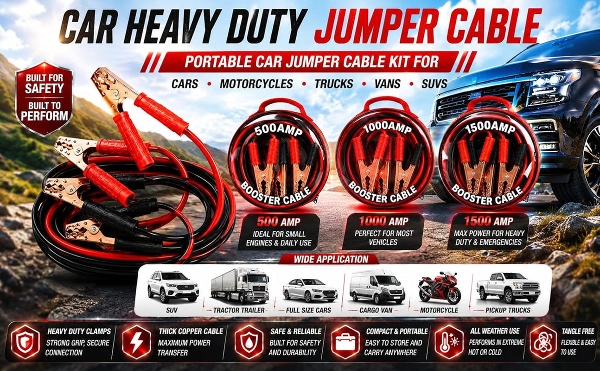 Heavy Duty Booster Wire with Copper Plated Alligator Clamps