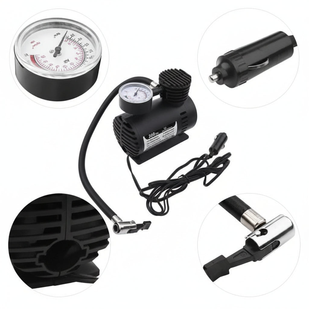 12V Mini Air Compressor, Portable Electric Digital Tire Inflator Pump for Car