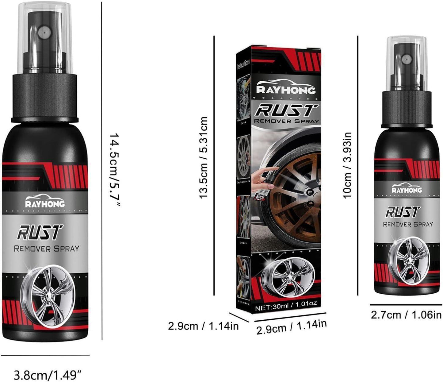 (Pack of 2) Rust Remover Spray – Multi-Functional Metal & Car Wheel Rust Cleaner