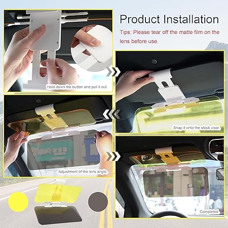 Radiant Car Sun Visor - 2 in 1 Universal Anti-Glare Driving Goggle Day and Night