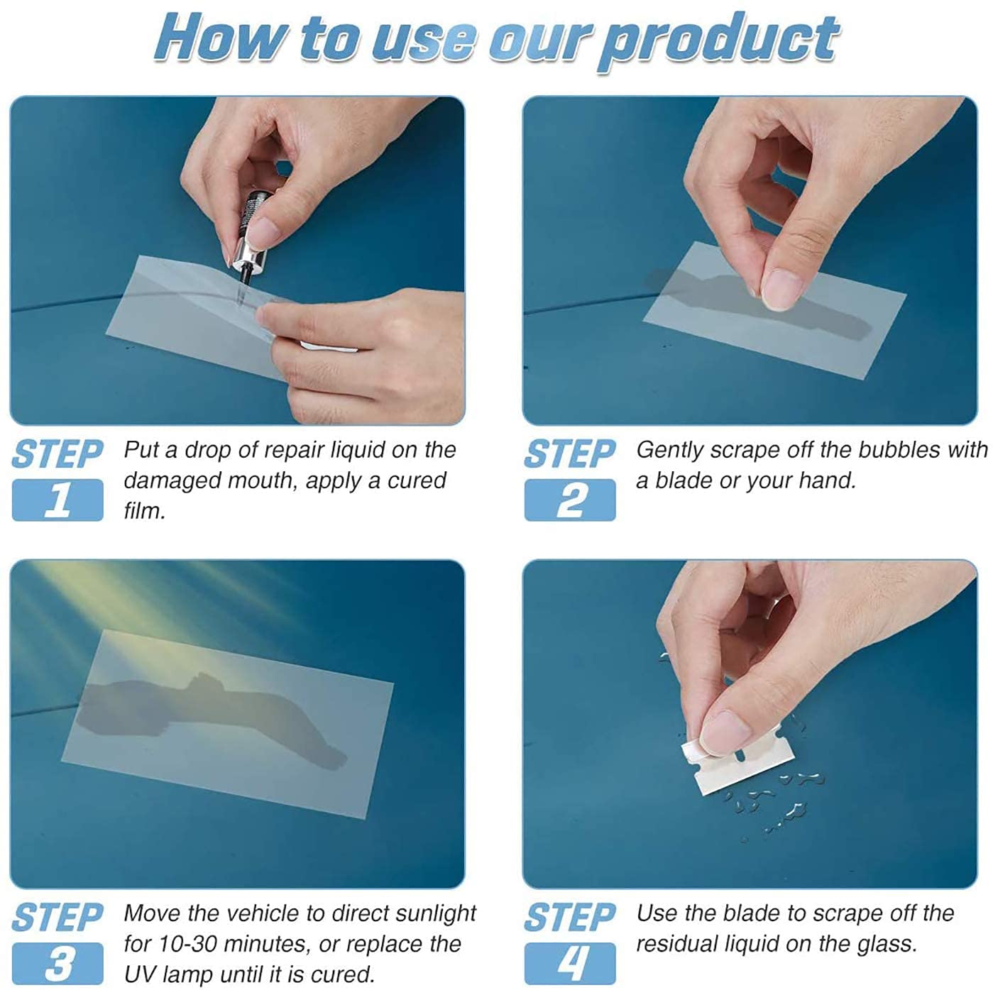 Pack of 2- Windshield Repair Kit – DIY Car Windshield Crack Repair Liquid