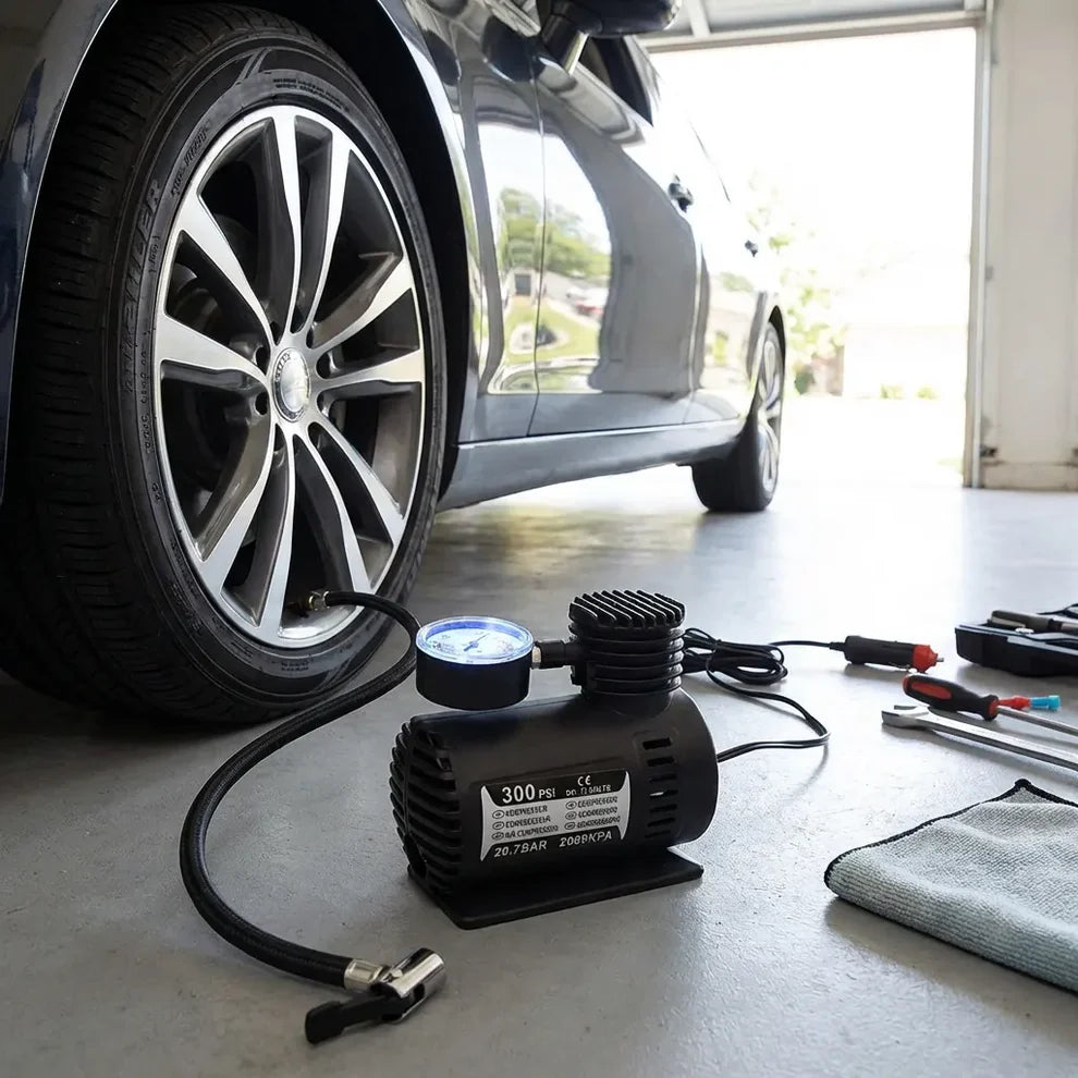 12V Mini Air Compressor, Portable Electric Digital Tire Inflator Pump for Car